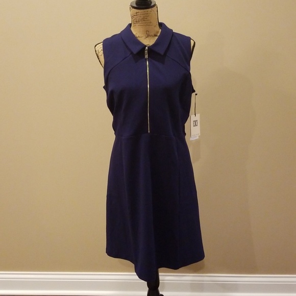 Ivanka Trump Dresses & Skirts - Ivanka Trump navy collars zipper feont eve dress
